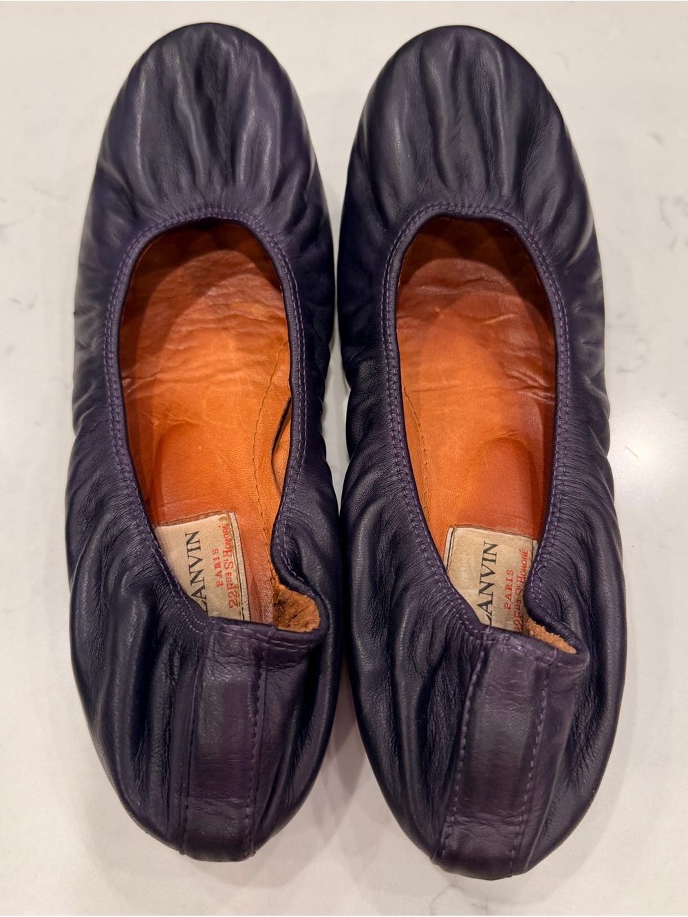 Lanvin Leather Ballet Flats in Deep Purple